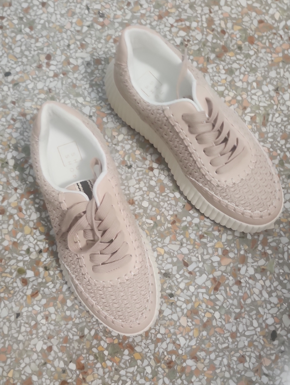 ShuShop Pale Pink Woven Platform Sneakers